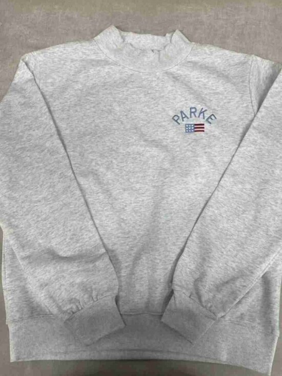 PARKE Tops - PARKE Mock Neck Sweatshirt Heather Gray Embroidered Logo 🇺🇸